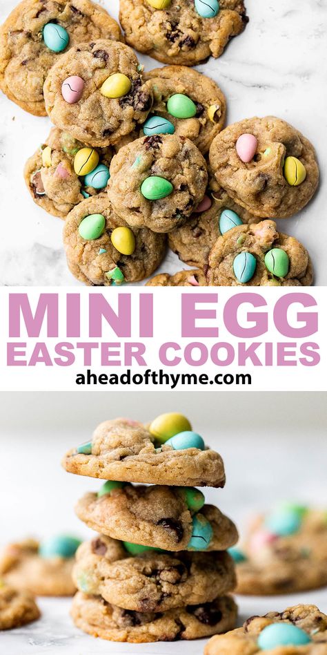 Easter Cookies Mini Eggs, Mini Egg Chocolate Chip Cookies, Mini Eggs Cookies Recipe, Chocolate Egg Cookies, Mini Egg Oatmeal Cookies, Easter Mini Egg Cookies, Eggies Cookies Easter Eggs, Best Mini Egg Cookies, Mini Egg Cookies Chewy