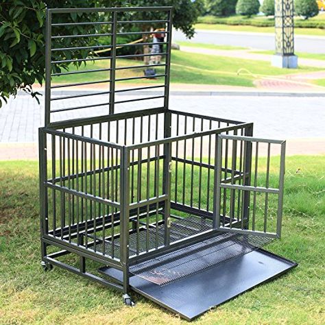 Dog Cage Design, Dog Cage Ideas Outdoor, Dog Cage Outdoor, Metal Dog House, Cage For Dogs, Outdoor Dog Area, Backyard Dog Area, Metal Dog Cage, Metal Dog Kennel