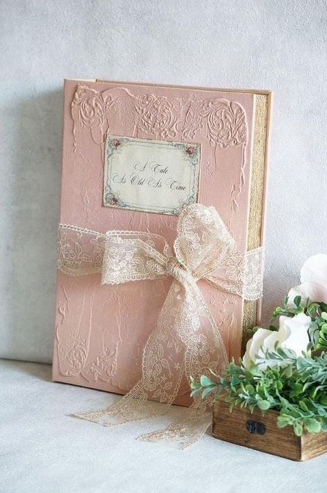 Memories Photo, Shabby Chic Tea, Mode Rose, Wedding Photo Album, Fairy Tale Books, Pink Books, Wedding Photo Albums, Handmade Notebook, Journal Aesthetic