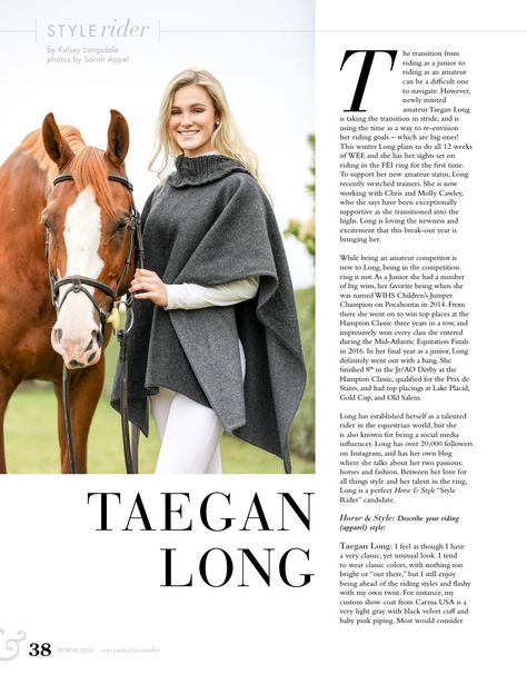 Horse & Style Magazine November/December 2017 by Horse & Style Magazine - Issuu Horse Magazine, There She Goes, Riding Horse, Style Magazine, Lake Placid, Riding Outfit, Digital Publishing, Social Media Influencer, Horse Riding