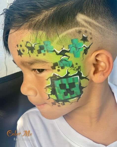 Minecraft Face Paint, Minecraft Face, Face Painting Tips, Cute Squishies, Minecraft Party, Facepaint, Painting Tips, Face Painting, Face Paint