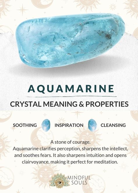 aquamarine crystal meaning and properties Aquarmine Crystal, Aquamarine Crystal Properties, Aquamarine Crystal Aesthetic, Aquamarine Aesthetic Gem, Aquamarine Stone Aesthetic, Aquamarine Color Aesthetic, Aquamarine Crystal Meaning, Aquamarine Stone Meaning, Aquamarine Aesthetic