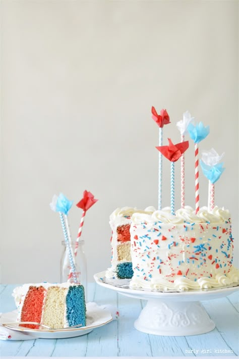 4th Of July Baking, Desserts 4th Of July, Red White And Blue Cake, Red White And Two, Ninja Warrior Party, Blue Sprinkles, Patriotic Cake, Fourth Of July Cakes, Blue Birthday Cakes