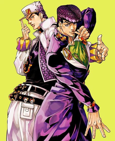 Josuke Higashikata-Jotaro Kujo (Jojo's Bizarre Adventure: Diamond is Unbreakable) Gakuen Handsome, Jojos Bizarre Adventure Jotaro, Jojo's Adventure, Bizarre Art, Jojo Parts, Jojo's Bizarre Adventure Anime, Jotaro Kujo, Jojo Anime, Jojo Memes