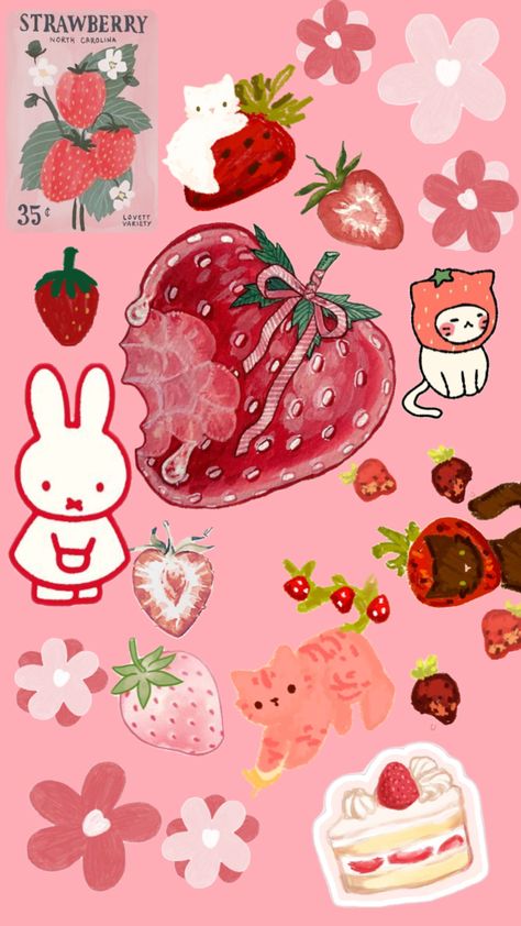 Strawberry Wallpaper Iphone, Slay Poster, Square Widget, Strawberry Wallpaper, R Wallpaper, Pink Berry, Pink Wallpaper Backgrounds, Collage Phone Case, Queer Art