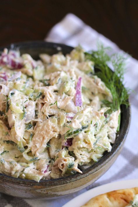 Tzatziki Chicken Salad | 12 Tomatoes Chicken And Tzatziki Recipes, Chicken Tzatziki, Taziki Chicken Salad, Tzatziki Chicken Salad, Taziki's Pasta Salad Recipe, Chicken Tsaziki Bowl, Tzatziki Chicken Salad 12 Tomatoes, Chicken Gyro Salad With Tzatziki Sauce, Tzatziki Chicken