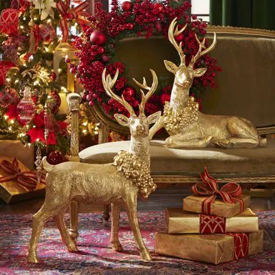 BOUGHS OF HOLLY | Shop Sales Events Antique Farmhouse Natal, Figurine, Christmas Deer Decorations, Luxury Christmas Decor, Fun Wreath, Elegant Christmas Trees, Unique Christmas Decorations, Gold Christmas Decorations, Christmas Decorations Bedroom