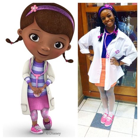 I was #DocMcStuffins today for Character Day! We're obvi twinzz! #homecoming #halloween #costume #ideas Cartoon Character Costumes Diy, Characters Day Spirit Week, Dress Like A Character Day At School, Cartoon Characters Dress Up, Dress As Your Favorite Movie Character, Cartoon Characters To Dress Up As, Homecoming Character Day Ideas, Cartoon Character Outfits Spirit Week, Hoco Character Day Ideas