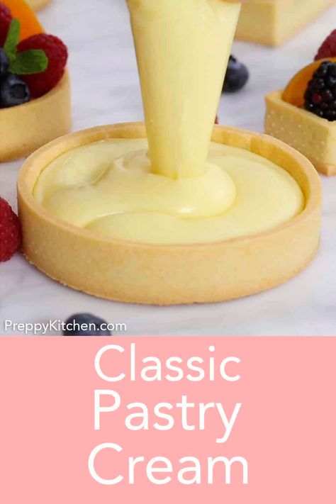 Microwave Custard Recipe, Cream Filling Recipe, Easy Tart Recipes, Pastry Cream Recipe, Fruit Tart Recipe, Cake Filling Recipes, Cream Puff Recipe, Homemade Custard, Fruit Tarts