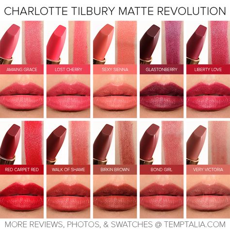 Sneak Peek: Charlotte Tilbury Matte Revolution Lipsticks Photos & Swatches Charlotte Tilbury Lipstick Swatch, Charlotte Tilbury Hot Lips, Lipstick Photos, Revolution Lipstick, Charlotte Tilbury Lipstick, Charlotte Tilbury Matte Revolution, Charlotte Tilbury Makeup, Chanel Lipstick, Best Lipsticks