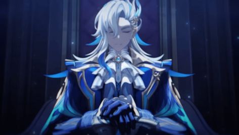 Character Teaser - "Neuvillette: Watcher in the Deep" | Genshin Impact Otter Man, Banner Gif, Blue Anime, Man Icon, Star Sky, I'm A Simp, 그림 그리기, Otters, I Love Him