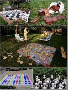 Lawn Scrabble from AJC 19. Make a Giant Twister Game Board from Luxe Living Forum 20. Giant Garden Chess Set at Amazon Outdoor Scrabble, Lawn Twister, Outdoor Twister, Giant Twister, Garden Chess, Homemade Games, Giant Yard Games, Giant Garden, Outdoor Games Adults