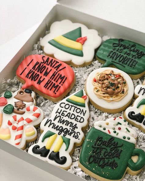 I have to give a shout out to @oquirrhmtncookies . Cathy continues to make my cookie cutter visions come to life. How freaking adorable is… Host A Christmas Party, Elf Christmas Party, Christmas Cookie Party, Elf Cookies, Christmas Party Ideas, Royal Iced Cookies, Sugar Cookie Royal Icing, Sugar Cookie Designs, Sugar Cake