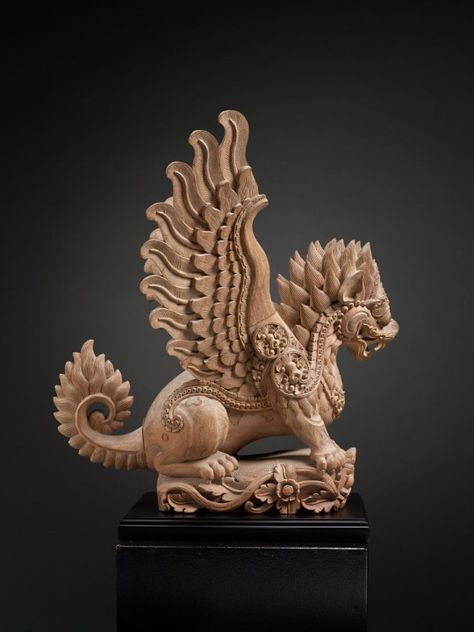 Garuda Lion Mythical Beast  Bali, Indonesia  Wood  Early 20th Century  26h x 20w x 26d “ 66 x 51 x 66 centimeters  A powerful yet aesthetic rendering of a garuda-lion, a classic animal totem of Balinese cosmology Bali Art, Fu Dog, Indonesian Art, Indian Sculpture, Animal Totem, Mythical Beast, Wood Carving Art, Wooden Sculpture, Arte Popular