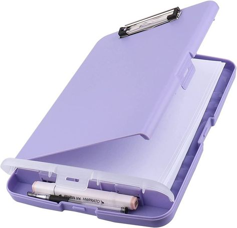 The nursing clipboard is designed with a separate storage space, can support you to store 200 Sheets of A4 letter size paper. A pencil case is Installed at the Bottom can store up to 6 Pencils for you to prevent the pen from Lose. #ad Light Purple Office, Clipboard With Storage, Nurse Clipboard, Purple Office, Clipboard Storage, Pretty School Supplies, Stationery Obsession, Cute Stationary School Supplies, Cute School Stationary