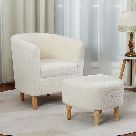 White Fluffy Chair, Sofa Chair For Bedroom, Sherpa Chair, Fluffy Chair, Chair For Bedroom, Comfortable Living Room Chairs, White Accent Chair, Comfy Armchair, Accent Chair Set