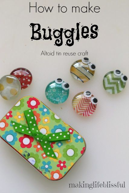 Altoid Tin Reuse Bug Craft Toy-2 Buggles | Making Life Blissful Upcycling, Bug Craft, Reuse Crafts, Dragon Fly Craft, Altoid Tin, Summer Camp Crafts, Travel Crafts, Bug Crafts, Glass Magnets