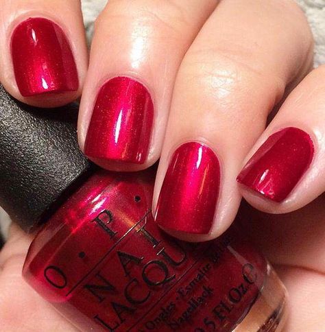 Red Nail Polish Colors, Cranberry Nails, Cute Red Nails, Shimmer Nails, Opi Nail Colors, Beauty Nails Design, Nail Shimmer, Awesome Nails, Red Nail Polish