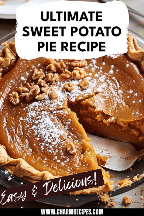 Experience the ultimate blend of flavor with this sweet potato pie recipe. Combining rich, smooth sweet potatoes with a touch of cinnamon and nutmeg creates a delectable treat that's perfect for fall gatherings or holiday celebrations. Whether you're a seasoned baker or trying it for the first time, this sweet potato pie will impress your family and friends. Learn how to balance sweetness and spice while making a crust that everyone will love. Each bite brings warmth and comfort with classic Southern flavors you're sure to enjoy! The Best Sweet Potato Recipes, Sweet Potato Pie Desserts, Best Ever Sweet Potato Pie, Sweet Potato Pie With Molasses, Crustless Sweet Potato Pie Recipe, Pumpkin Sweet Potato Pie, Sweet Potato Pot Pie, Brown Sugar Sweet Potato Pie, Sweetie Pies Sweet Potato Pie Recipe