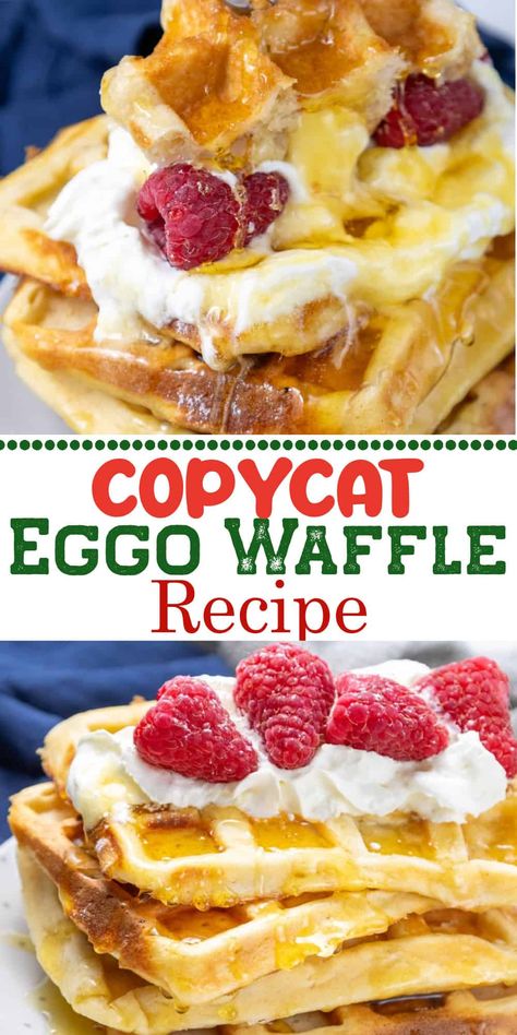 Create homemade Eggo Waffles that are light, fluffy, and perfectly cooked at home anytime with our easy DIY Eggo Waffle recipe. This easy recipe is a quick and easy recipe to make at home. A great recipe to make waffles any time at home and they also freeze really well for meal planning. Great for feeding a crowd and for brunch and pot luck breakfast and brunch. Eggo Waffle Recipe Ideas, Diy Eggo Waffles, Copycat Eggo Waffle Recipe, Homemade Eggo Waffles, Ego Waffle Recipe, Waffle Recipe Easy Simple, Ihop Waffle Recipe, Belgian Waffle Recipe Easy, Eggo Waffle Recipe