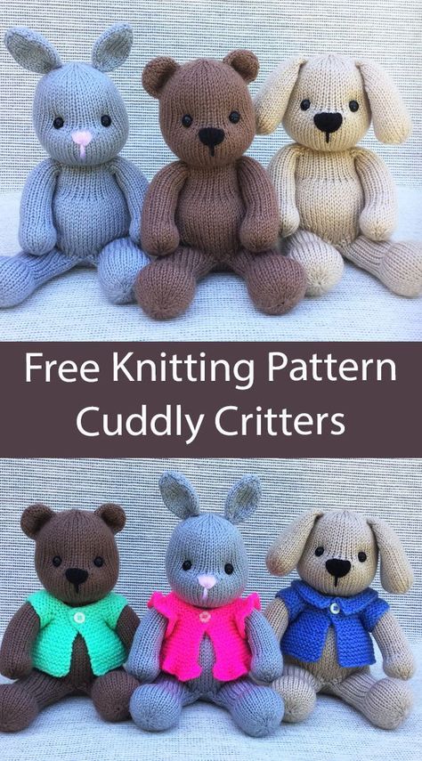 Free Knitted Bear Patterns, Free Knitted Toys Patterns, Teddy Knitting Pattern Free, Knitted Toys Free Patterns Teddy Bears, Free Teddy Bear Knitting Pattern, Knitting Toys Free Pattern, Free Animal Knitting Patterns, Teddy Bear Knitting Pattern Free, Easy Knitted Teddy Bear Pattern Free