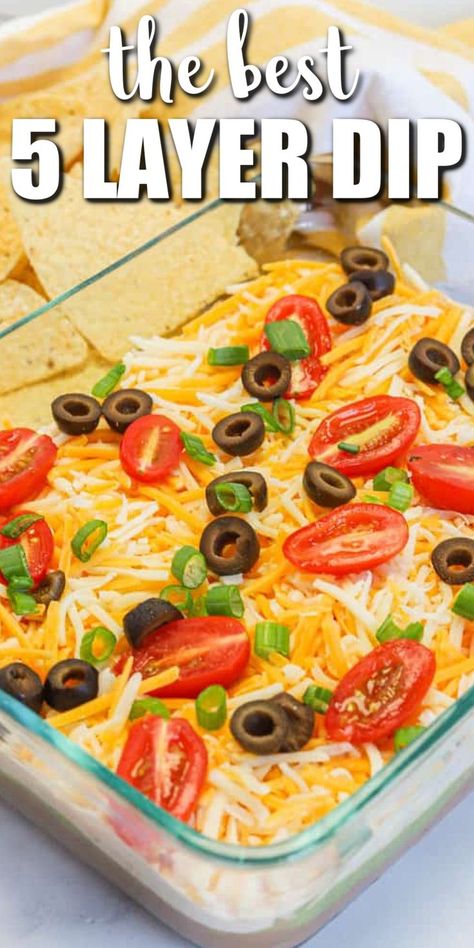 Mexican Layer Dip Recipe, Layered Nacho Dip, Seven Layer Bean Dip, 5 Layer Dip, Layered Bean Dip Recipe, Layer Dip Recipe, Mexican Dip Recipes, Guacamole Dip Recipes, 7 Layer Dip Recipe