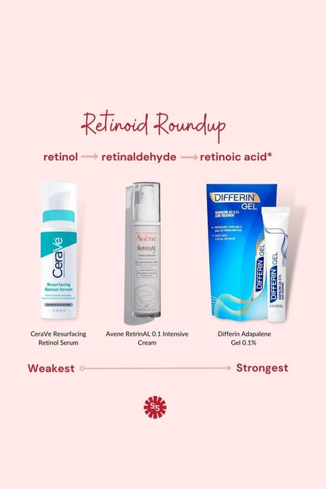 Retinoid Roundup- Retinol, Retinaldehyde, Retinoic Acid (Listed from Weakest to Strongest) Retinol Vs Retinoid, Retinoids Before And After, Retinoid Skincare Routine, How To Use Retinol, Retinol For Beginners, Importance Of Hydration, Retinol Benefits, Retinol Skincare, Popular Skin Care Products