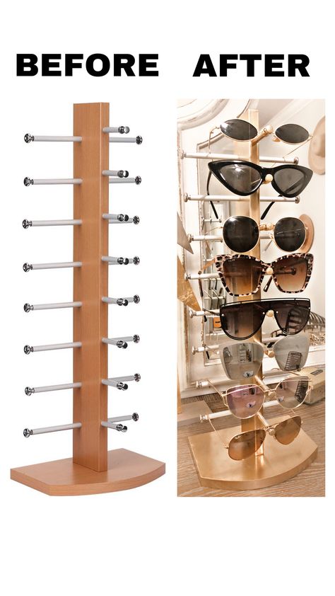 Sunglass Display Ideas Diy, Sunglasses Rack Diy, Sunglass Stand, Sunglass Rack, Sunglasses Rack, Wooden Shelf Design, Diy Wooden Shelves, Paint Rack, Glasses Stand