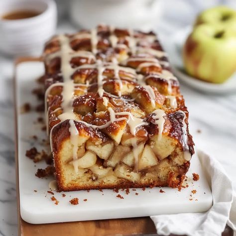 Melt-In-Your-Mouth Apple Fritter Bread Apple Fritter Bread Broma Bakery, Apple Fritter Discard Loaf, Apple Fritter Bundt Cake, Apple Fritter Cheesecake, Apple Pie Bread Recipe, Dutch Apple Bread Recipe, Apple Pound Cake, Apple Fritter Cake, Apple Cake Recipe Easy