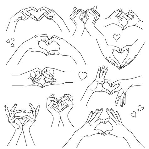 Heart Shape Hands Drawing, Heart Hands Pose Drawing Reference, Heart Finger Pose Drawing, Heart Shaped Hands Drawing, Heart Pose Drawing, Hand Gestures Photography, Heart Hands Reference, Hands Making A Heart Drawing, Heart Finger Pose