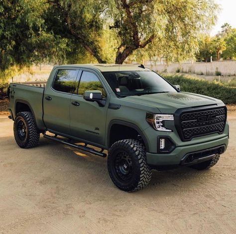 2023 Cars And Trucks, 2023 Pickup Trucks, Army Green Truck, Olive Green Truck, Hot Trucks Chevy, Pick Up Trucks 4x4, Truck Wraps Ideas, Trucks For Women, 2023 Trucks