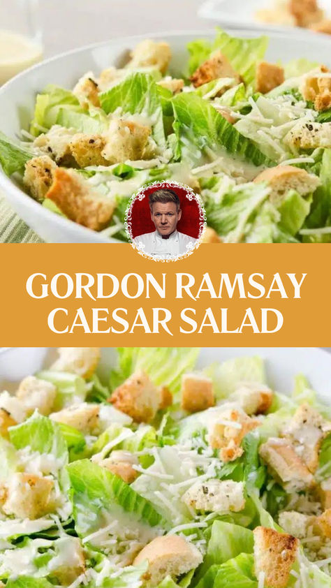 Gordon Ramsay Caesar Salad Gordon Ramsay Home Cooking, Healthy Caesar Salad, Crouton Salad, Antipasto Pasta Salads, Coleslaw Recipe Easy, Gordon Ramsay Recipe, Salads For A Crowd, Classic Caesar Salad, Leftover Chicken Recipes