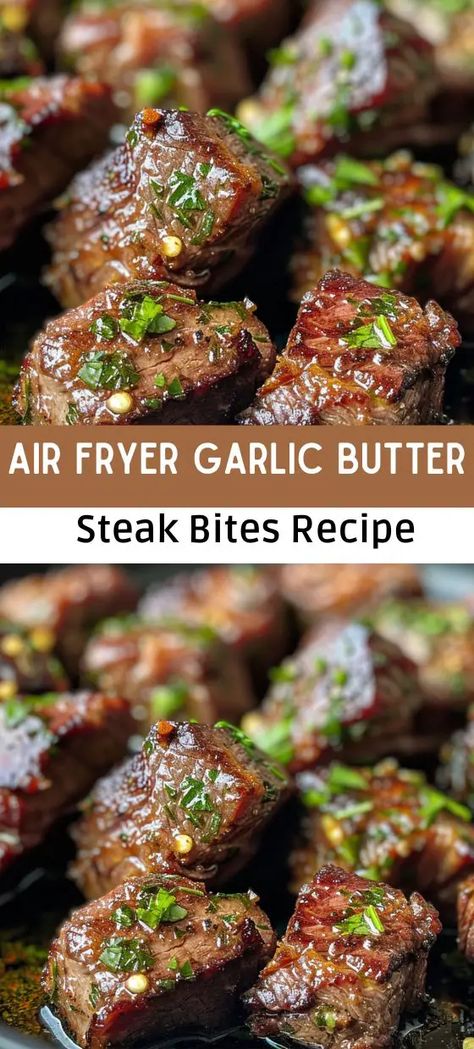 Air Fryer Garlic Butter Steak Bites Recipe Garlic Butter Steak Air Fryer, Air Fry Garlic Butter Steak Bites, Airfry Steak Bites Recipe, Garlic Butter Steak Recipes, Steak Bites And Potatoes With Garlic Butter Air Fryer, Instant Pot Garlic Steak Bites, Ribeye Air Fryer Recipes, Air Fryer Sirloin Steak Bites, Round Steak Air Fryer Recipes