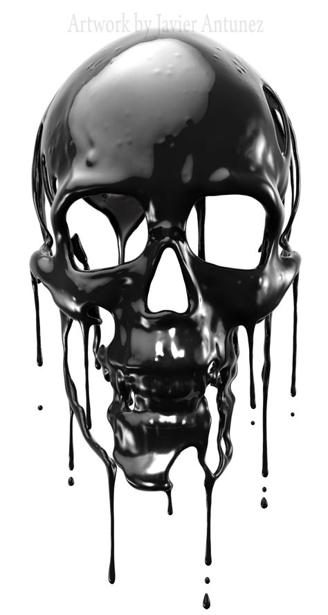 Dripping Skull Drawing, Tattoo Artist Wallpaper, Skull Melting, Drip Tattoo, Skull Art Painting, Drip Drawing, Skull Art Tattoo, Skull Reference, Dripping Paint