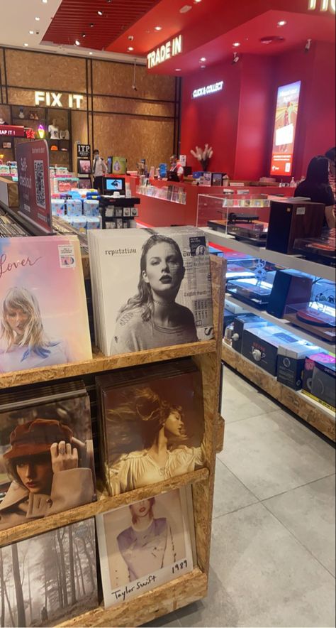 taylor swift albums vinyl aesthetic inspo virgin store dubai wish Taylor Swift Album Vinyl, Taylor Swift Shrine, Vinyl Store Aesthetic, Taylor Swift Vinyl Aesthetic, Recording Studio Aesthetic, Taylor Swift Store, Taylor Swift Vinyl, Records Aesthetic, Albums Vinyl