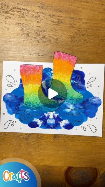 Rainy Day Art For Toddlers, Rainboots Craft Preschool, Rainy Day Activity For Kids, Rainy Season Craft For Kids, Rainy Day Crafts For Toddlers, Rainy Day Crafts For Preschoolers, Weather Crafts For Toddlers, Rainy Day Crafts For Kids, Rainy Art