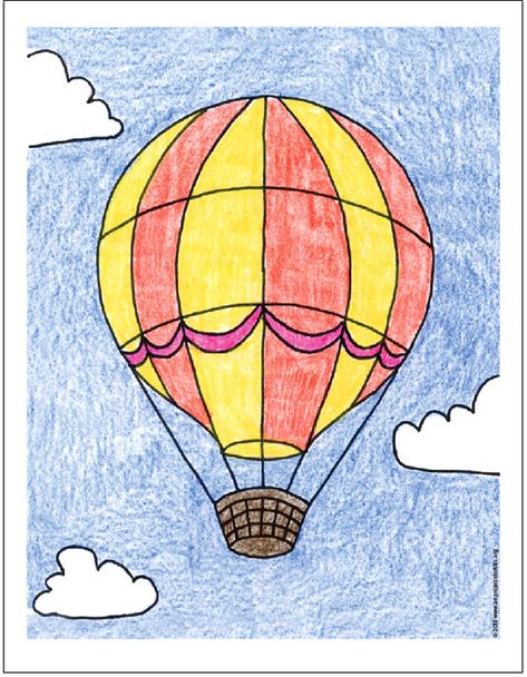 When looking for simple things to draw, try a hot air balloon. Find how easy it is to make a flat circle look like a ball, just by adding some lines. Draw A Hot Air Balloon, Ballon Drawing, Hot Air Balloon Drawing, Balloon Drawing, Hot Air Balloons Art, Air Balloon Festival, Spring Art Projects, Hot Air Balloon Festival, Art Projects For Kids