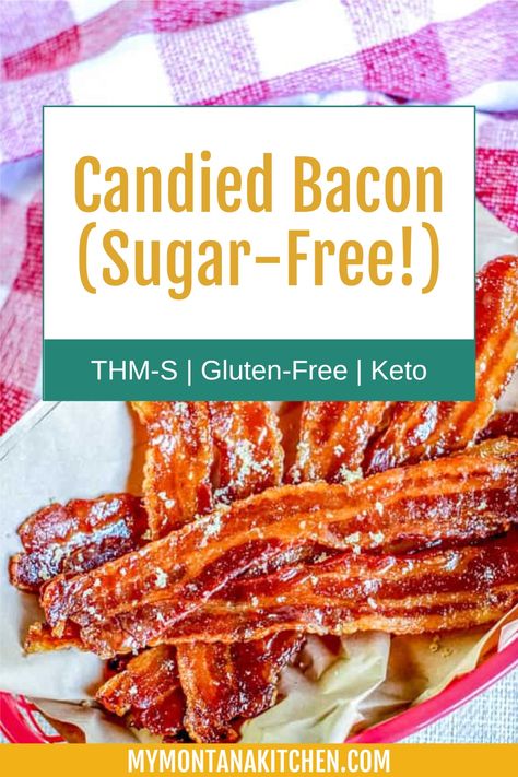 Sweet and savory collide in this quick and easy candied bacon recipe. 5 Ingredients are all you need to make it. And to keep it sugar-free, I use sugar-free brown sugar and sugar-free maple syrup! Candy Bacon Recipe, Blt Bites, Candied Bacon Recipe, Montana Kitchen, Pig Candy, Loaded Cauliflower Casserole, Keto Bacon, Keto Candy, Sugar Free Maple Syrup