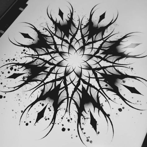 Abstract Mandala Tattoo, Gothic Mandala Design, Goth Mandala Tattoo, Gothic Geometric Tattoo, Creepy Mandala Tattoo, Dark Mandala Tattoo Design, Spooky Mandala Tattoo, Gothic Pattern Tattoo, Gothic Mandala Tattoo