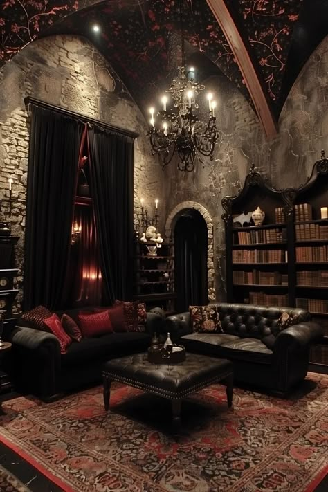 Antique Living Room Ideas, Gothic Living Room Ideas, Dark Maximalism, Gothic Home Decor Ideas, Modern Victorian Interiors, Gothic Living Room, Antique Living Room, Home Decor Dark, Western Gothic