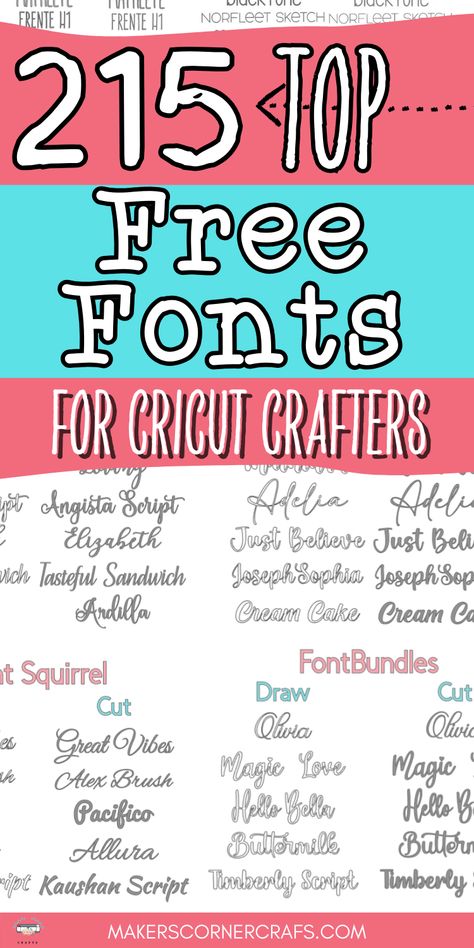 The Best Free Fonts for Cricut Crafters - Do you love free fonts? Find out which FREE FONTS are the most popular from Creative Fabrica, Da Font, Font Squirrel, FontBundles, and Cricut. Get a FREE PRINTABLE REFERENCE of the 215 best FREE FONTS FOR CRICUT crafts. Download these top free fonts and create professional-looking Cricut crafts today! Best Free Handwritten Fonts, Free Cursive Fonts, Popular Free Fonts, Top Free Fonts, Free Fonts For Cricut, Modern Fonts Free, Fonts For Cricut, Christmas Fonts Free, Free Handwritten Fonts