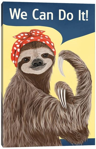 Paula Belle Flores - Canvas Prints & Wall Art | iCanvas Tropical Art Painting, Art Deco Theme, Sloth Art, Animal Wall Decor, Ink Artwork, Tropical Art, We Can Do It, Inspirational Wall Art, Unframed Art