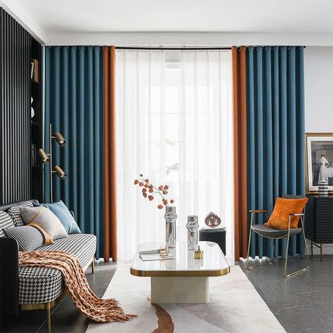 Curtains Inspiration, Light Filtering Window Treatments, Pattern Curtains, Window Curtains Living Room, Living Room Drapes, Drapes And Blinds, Plain Curtains, Blue Curtains, Curtains Living