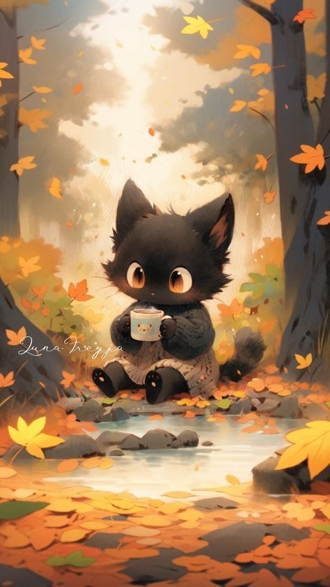 🍂🐾 Immerse yourself in a world where this elegant feline wanders amidst the beauty of the season through handcrafted art. 🌳🍁 Infuse your space with the mysterious charm of black cats, creating an ambiance that resonates with the magic of fall. 🌟🖼️ This unique print captures the essence of a majestic black cat in its autumn habitat, making it a must-have addition to your collection of captivating art. Don't miss the opportunity to own a piece of this bewitching autumn masterpiece. 🌠🍂 Majestic Black Cat, Black Cat Autumn, Autumn Hike, Cat Phone Wallpaper, Fall Floral Decor, Kawaii Room Decor, Art Kawaii, Black Cat Art, Curious Cat