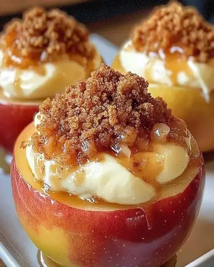 Cheesecake Stuffed Baked Apples Recipe - Easy Dessert Pie, Baked Stuffed Apples Recipe, Stuffed Baked Apples Recipe Oven, Stuffed Apple Pie Cheesecake, Cheesecake Stuffed Baked Apples, Gala Apple Recipe, Candied Apples Recipe, Apple Baked Goods, Apple Cheesecake Tacos