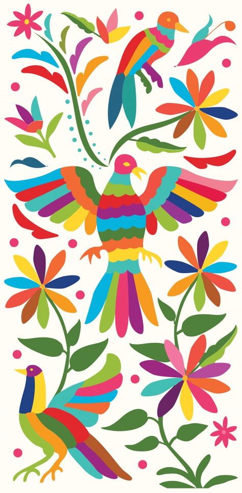 Estandarte vertical mexicano colorido, e... | Premium Vector #Freepik #vector #patron #flores #hojas #pajaros Otomi Art, Mexican Art Painting, Mexican Embroidery Designs, Mexican Colors, Otomi Embroidery, Mexican Paintings, Mexican Pattern, Mexican Flowers, Mexican Embroidery