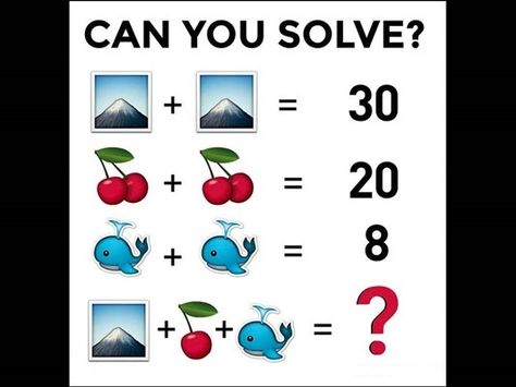 Mountain, Cherry, Blue Whale Puzzle with ANSWER - Forward Junction US Brain Math, Math Problem Solver, Mechanical Puzzles, Math Genius, Latest Jokes, Math Help, Picture Puzzles, Logic Puzzles, Draw Picture