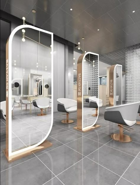 Hair Salon Mirror, Salon Mirror, Shop Mirror, Beauty Salon Interior Design, Salon Mirrors, Hair Salon Design, Salon Suites Decor, Luxury Mirror, Beauty Salon Interior