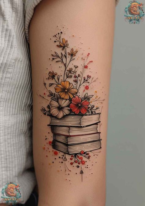 Bookworm Tattoo, Reading Tattoo, Book Inspired Tattoos, Book Lover Tattoo, Bookish Tattoos, Book Tattoos, Tattoo Diy, Literary Tattoos, Coffee Tattoos