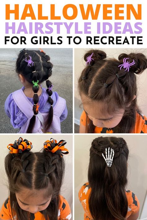 Such cute hairstyle ideas for Halloween that are still school friendly! Zombie Hair, Witchy Hair, Halloween Hairstyles, Witch Hair, Hairstyles For Girls, Wacky Hair, Back To School Hairstyles, Crazy Hair Days